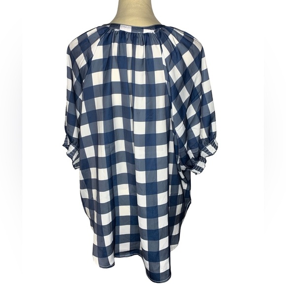Summersalt The Silky Raglan-Sleeve Top - Gingham in Deep Sea - Picture 3 of 7